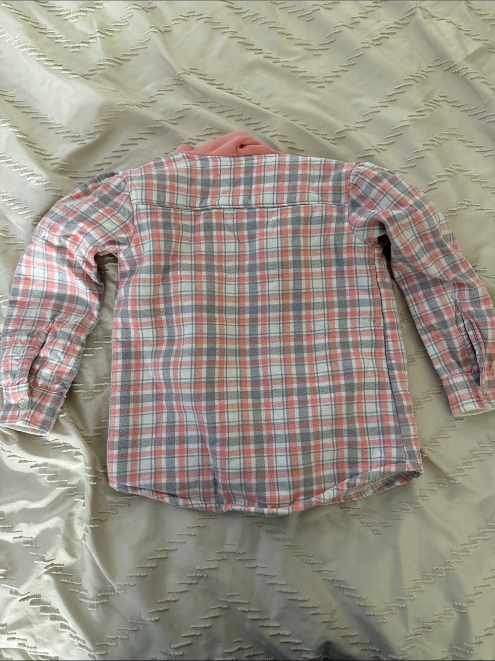 Buffalo Dave Bitton Kids Pink and Grey Plaid Hooded Button-Up Sherpa Shacket - Picture 6 of 7